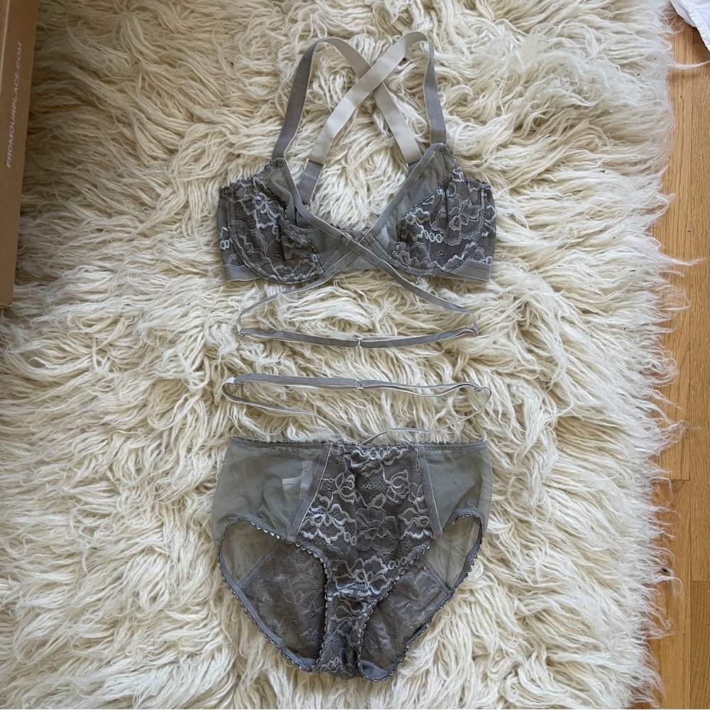 MOVING SALE! Lonely Label grey lace lingerie set
